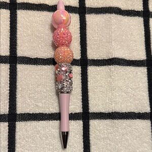 Pink and Silver Beaded Pen